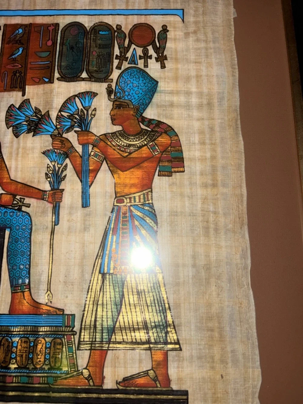 Egyptian Papyrus Wall Art - Blue and Gold